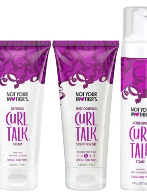 Not Your Mother’s Curl Talk 3-Pack – Frizz Control Gel, Defining Cream & Curl Foam (6 fl oz Each)