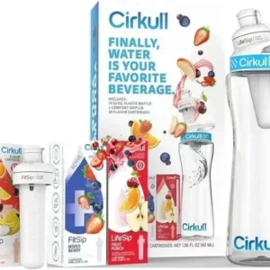 Cirkul 22oz Reusable Water Bottle with Blue Lid + 3 Flavor Cartridges (LifeSip Fruit Punch, FitSip Mixed Berry, Island Punch)
