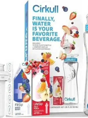 61lNrgRDsHL._AC_SX679_ Cirkul 22oz Reusable Water Bottle with Blue Lid + 3 Flavor Cartridges (LifeSip Fruit Punch, FitSip Mixed Berry, Island Punch)