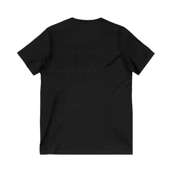 Joyful V-Neck Tee - Stylish Unisex Jersey Tee for Everyday Celebrations, Gifts for Birthdays, Anniversaries, Positive Vibes, Unique Fashion - Image 4