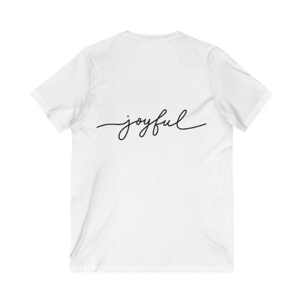 Joyful V-Neck Tee - Stylish Unisex Jersey Tee for Everyday Celebrations, Gifts for Birthdays, Anniversaries, Positive Vibes, Unique Fashion - Image 2
