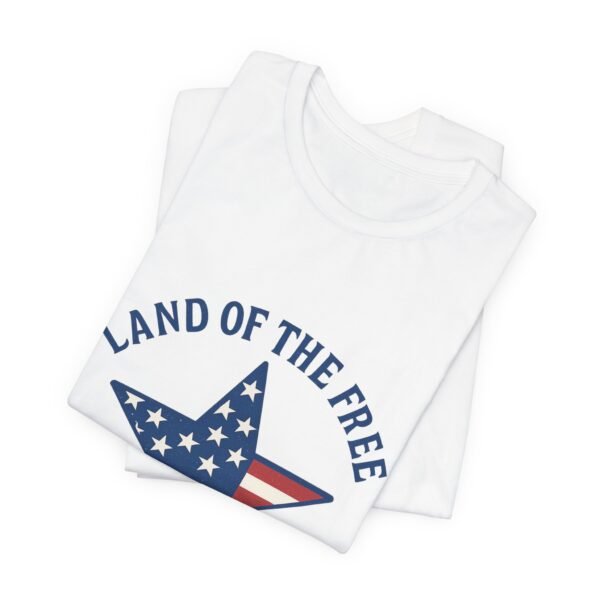Patriotic Short Sleeve Tee - Land of the Free, Perfect for Independence Day, Veteran's Day, Family Gatherings, Summer Fun, Gifts for [...] - Image 4