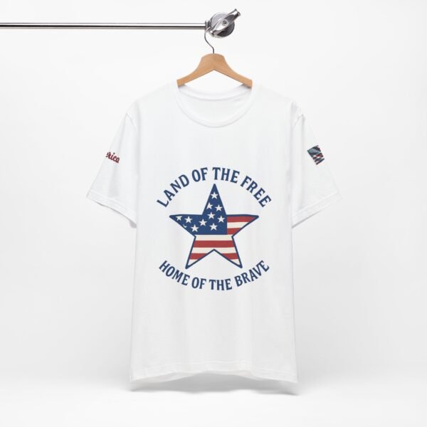 Patriotic Short Sleeve Tee - Land of the Free, Perfect for Independence Day, Veteran's Day, Family Gatherings, Summer Fun, Gifts for [...] - Image 2