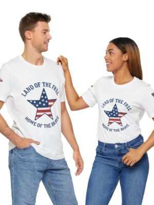 9856557088141203048_2048.jpeg Unisex Patriotic T-Shirt – “Land of the Free” American Graphic Tee for Holidays & Everyday Wear