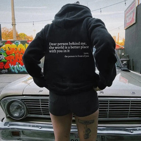 7b6c3cb3-7bd4-4c02-af90-f63918dd8525.jpg Unisex Hoodie – “The World Is a Better Place with You” Plush Letter Print Pullover, Drawstring Style